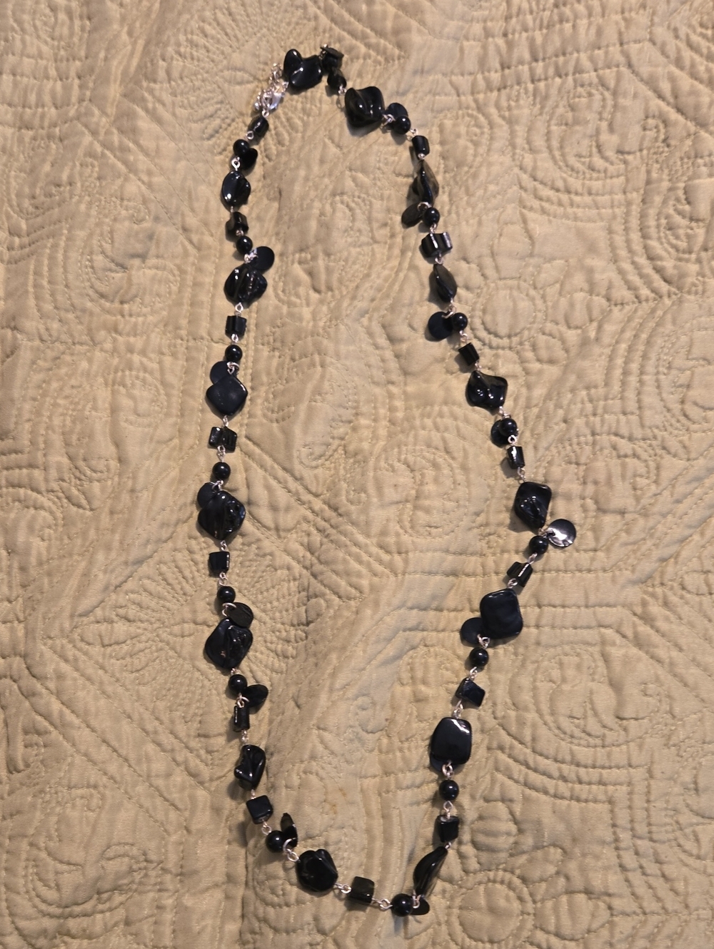 Elegant Black Bead Long Necklace - Women Jewelry